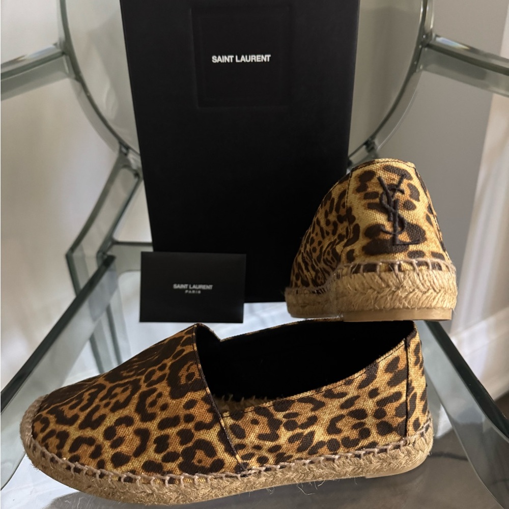 Saint Laurent Brown Animal Print Espadrilles